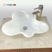 Flower shape vessel bathroom onyx sink stone luxury wash basin